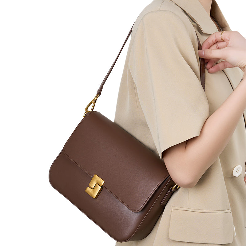 Small square bag cowhide leather bag