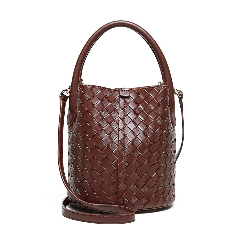 Woven bucket shoulder crossbody bag
