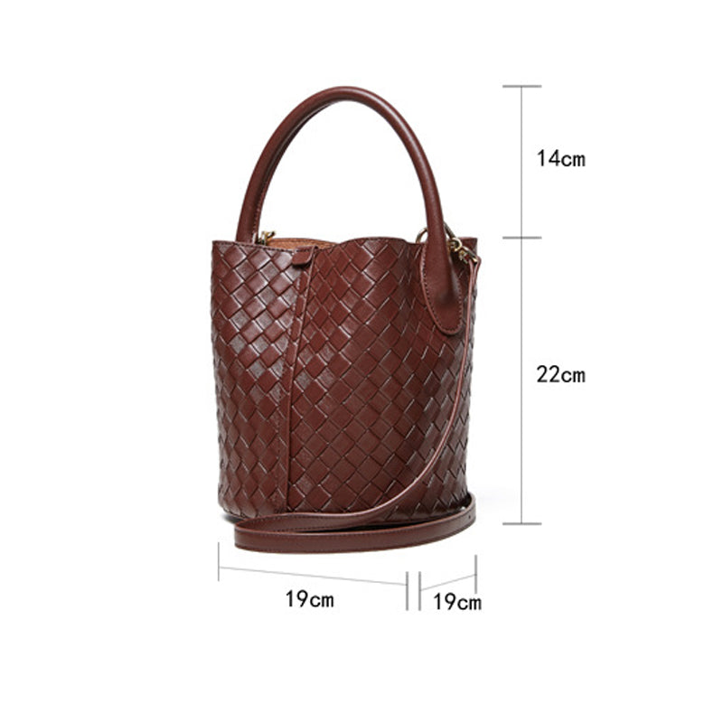 Woven bucket shoulder crossbody bag