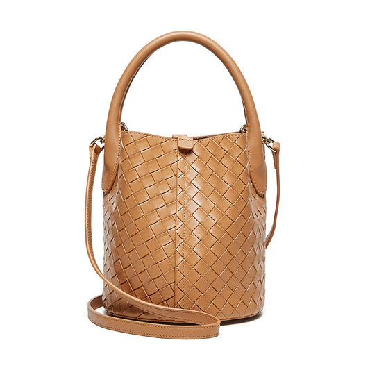 Woven bucket shoulder crossbody bag