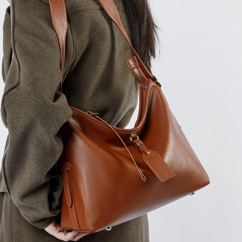 Cowhide tote bag with large capacity
