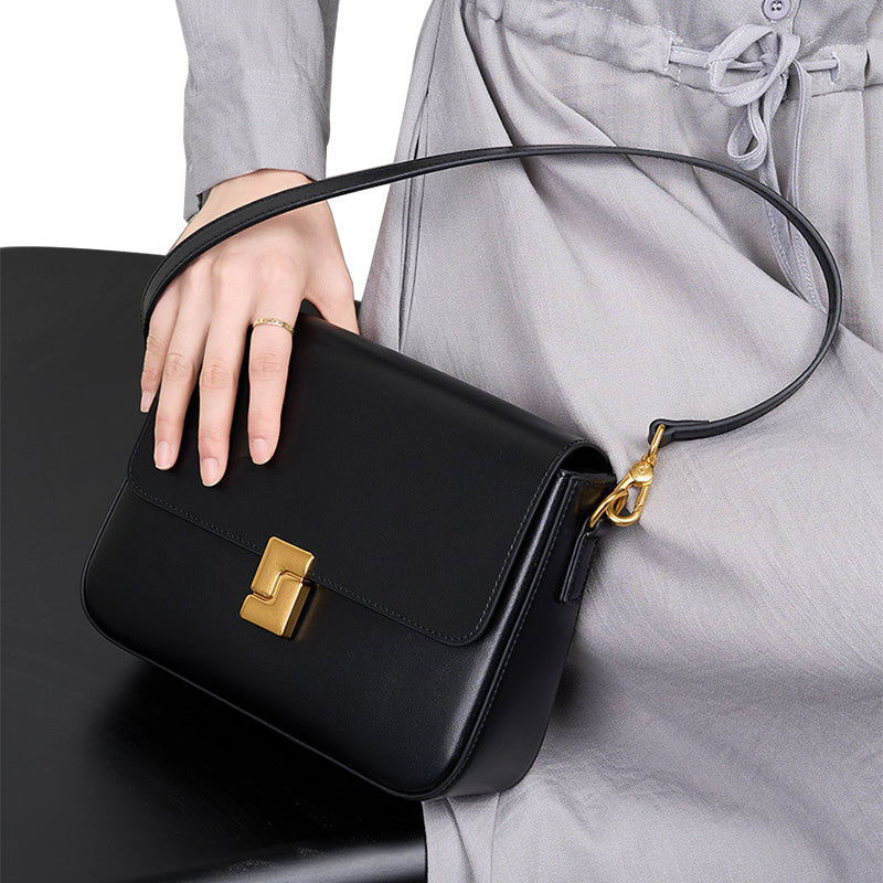 Small square bag cowhide leather bag