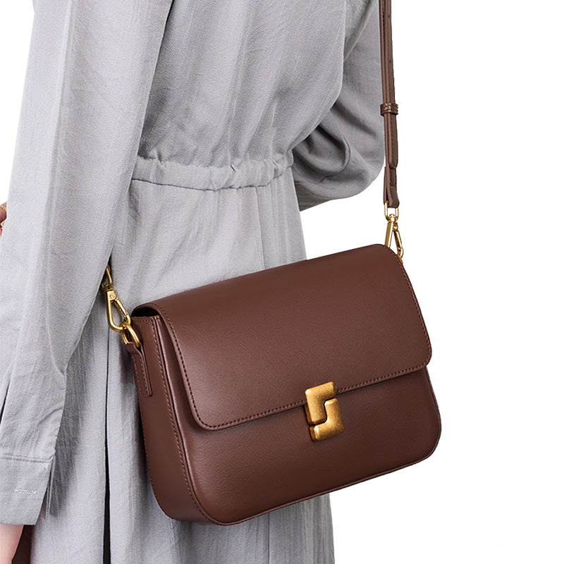 Small square bag cowhide leather bag