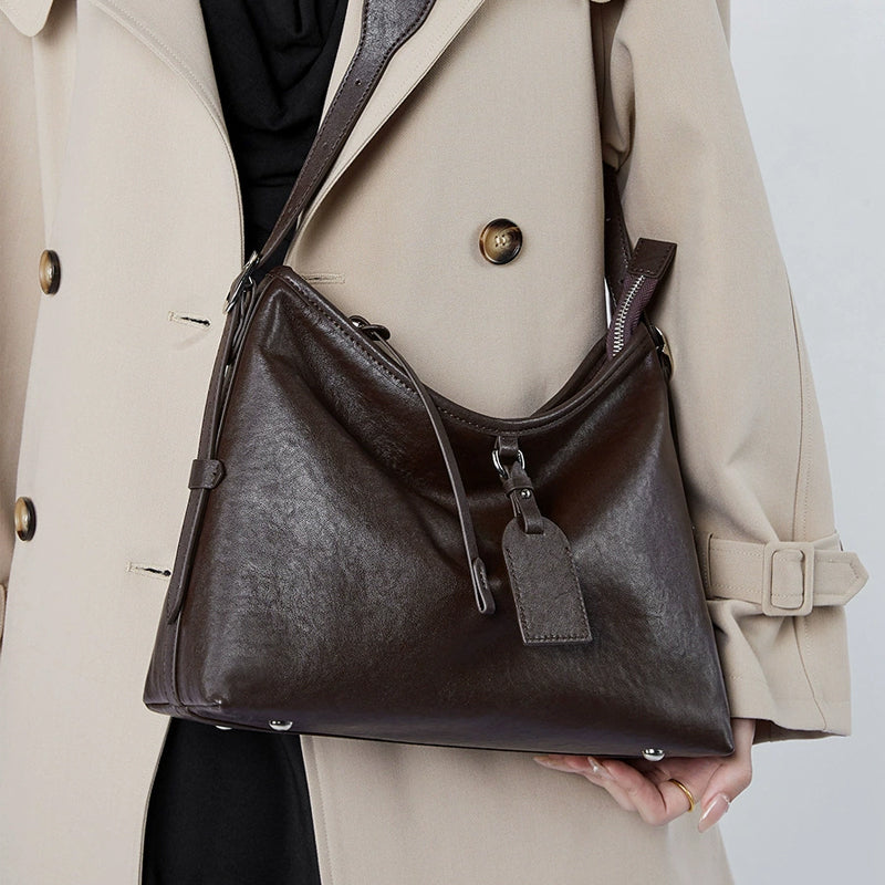Cowhide tote bag with large capacity